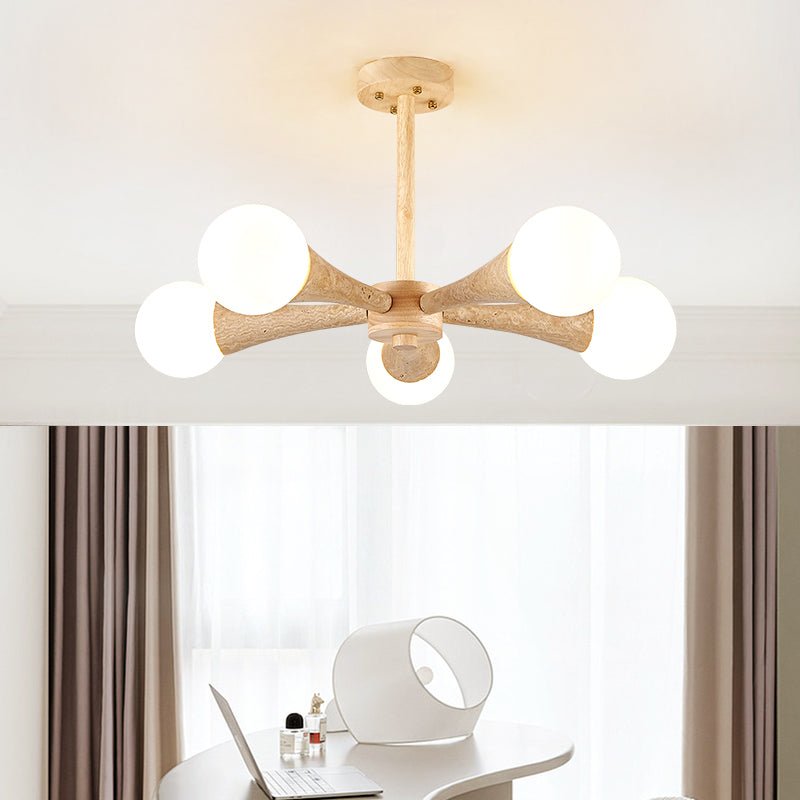 Lustre moderne Olavi en Noyer et travertin jaune