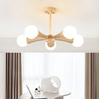 Lustre moderne Olavi en Noyer et travertin jaune