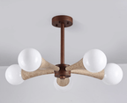 Lustre moderne Olavi en Noyer et travertin jaune