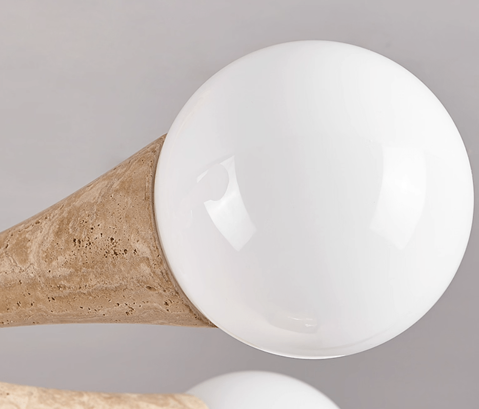 Lustre moderne Olavi en Noyer et travertin jaune