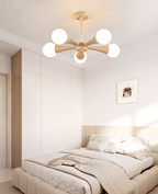 Lustre moderne Olavi en Bois et travertin jaune