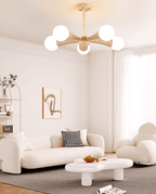 Lustre moderne Olavi en Bois et travertin jaune
