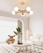 Lustre moderne Olavi en Bois et travertin jaune