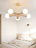 Lustre moderne Olavi en Bois et travertin jaune
