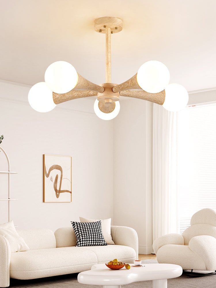 Lustre moderne Olavi en Noyer et travertin jaune