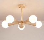 Lustre moderne Olavi en Bois et travertin jaune