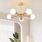 Lustre moderne Olavi en Bois et travertin jaune