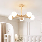 Lustre moderne Olavi en Noyer et travertin jaune