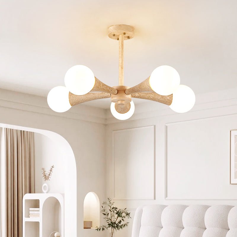 Lustre moderne Olavi en Bois et travertin jaune