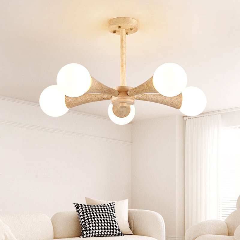 Lustre moderne Olavi en Bois et travertin jaune