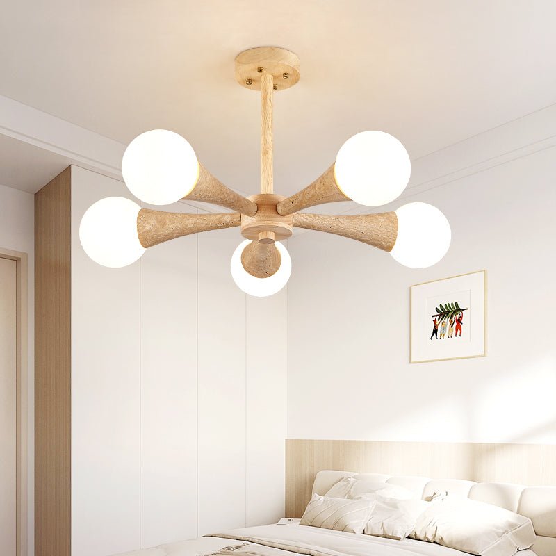 Lustre moderne Olavi en Noyer et travertin jaune