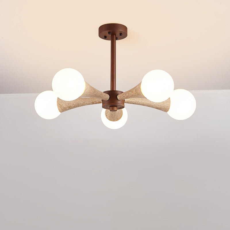 Lustre moderne Olavi en Noyer et travertin jaune