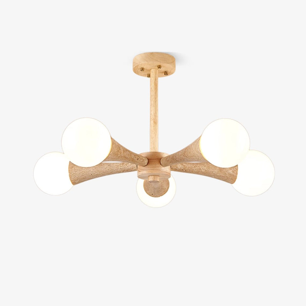 Lustre moderne Olavi en Bois et travertin jaune