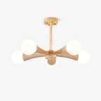 Lustre moderne Olavi en Bois et travertin jaune