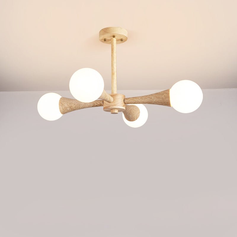 Lustre moderne Olavi en Bois et travertin jaune
