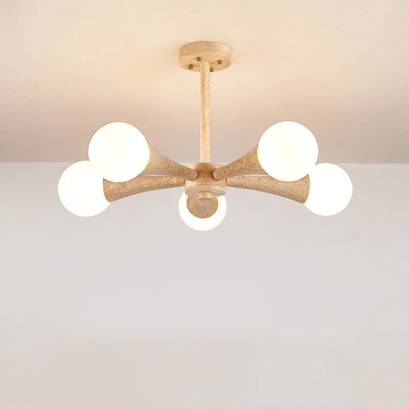 Lustre moderne Olavi en Bois et travertin jaune