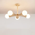 Lustre moderne Olavi en Bois et travertin jaune