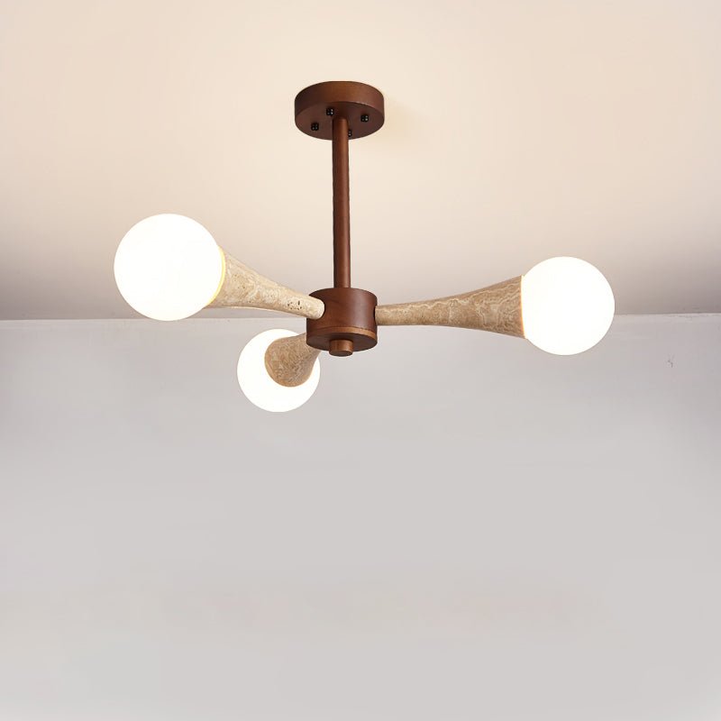Lustre moderne Olavi en Noyer et travertin jaune