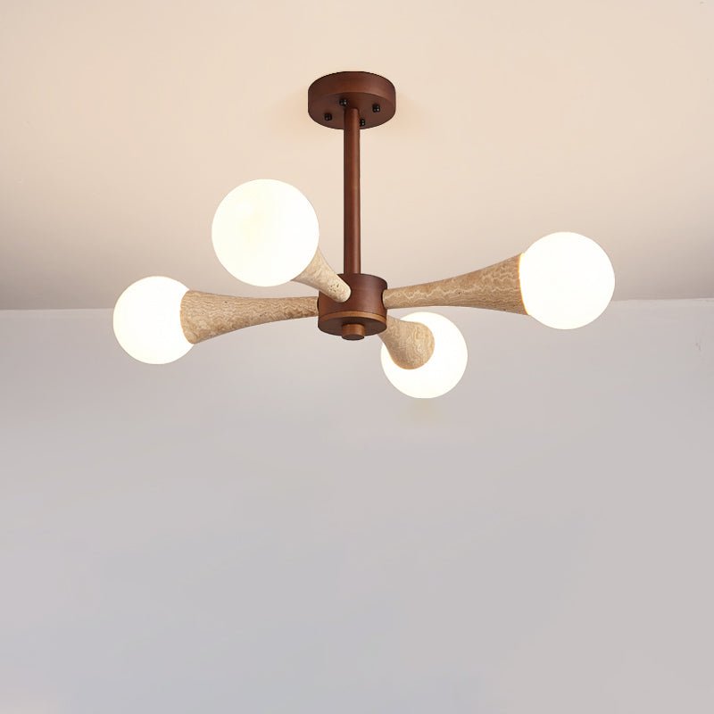 Lustre moderne Olavi en Noyer et travertin jaune