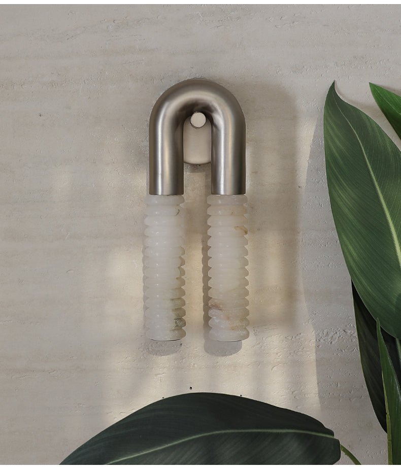 Applique murale moderne Lox en Albâtre Nickel et blanc