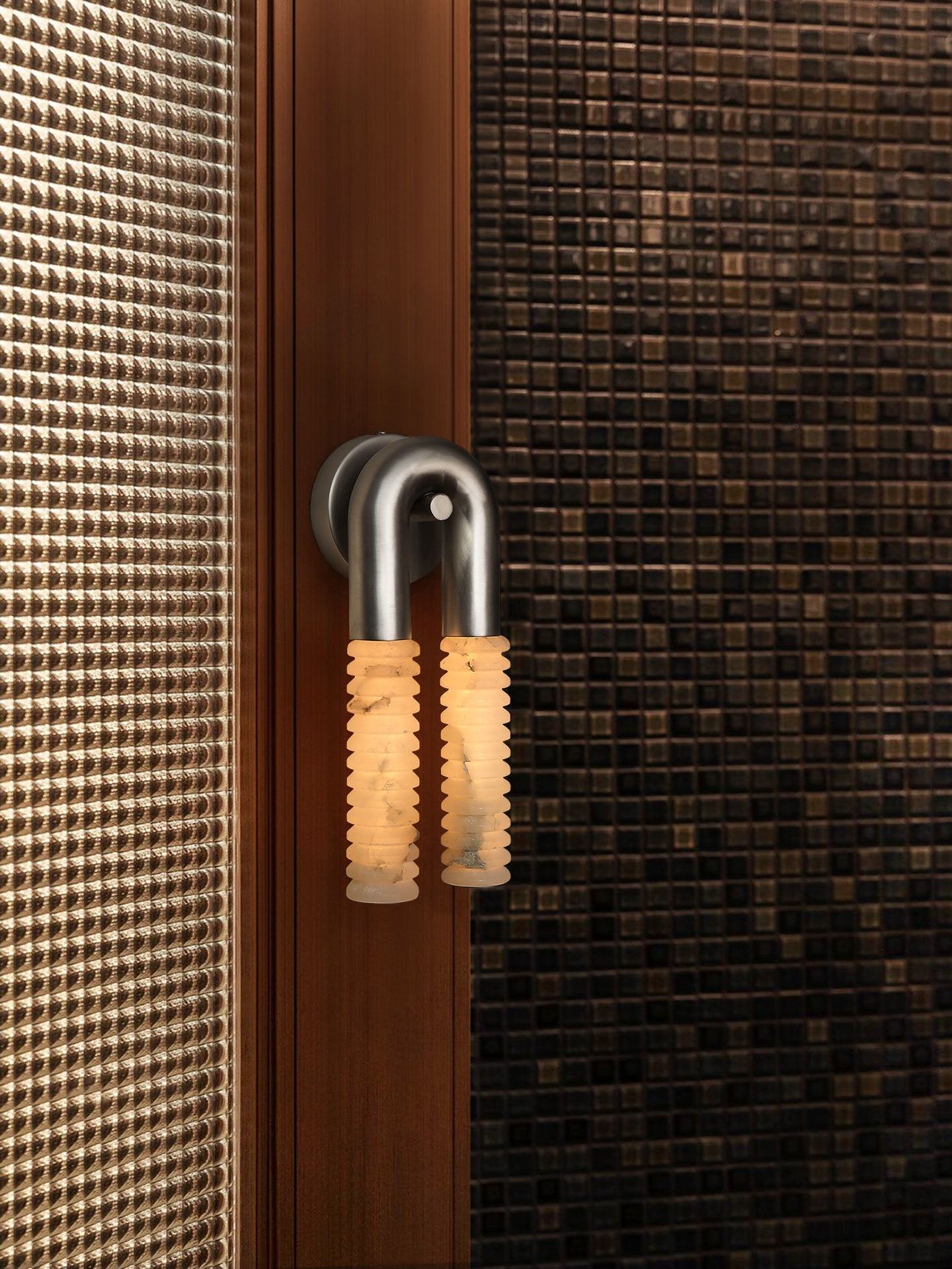 Applique murale moderne Lox en Albâtre Nickel et blanc