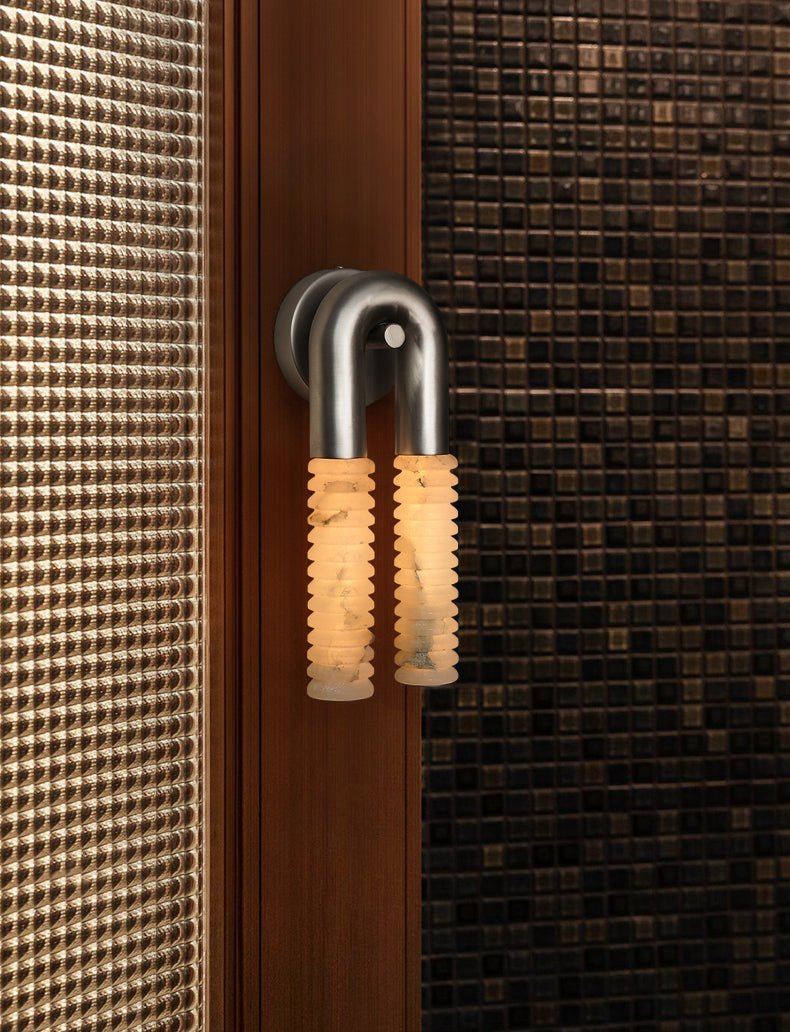 Applique murale moderne Lox en Albâtre Nickel et blanc