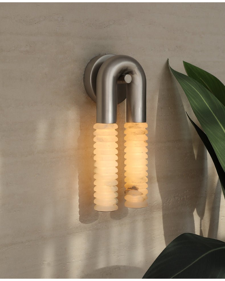Applique murale moderne Lox en Albâtre Nickel et blanc