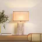 Lampe à poser moderne Cleon en Travertin jaune et beige