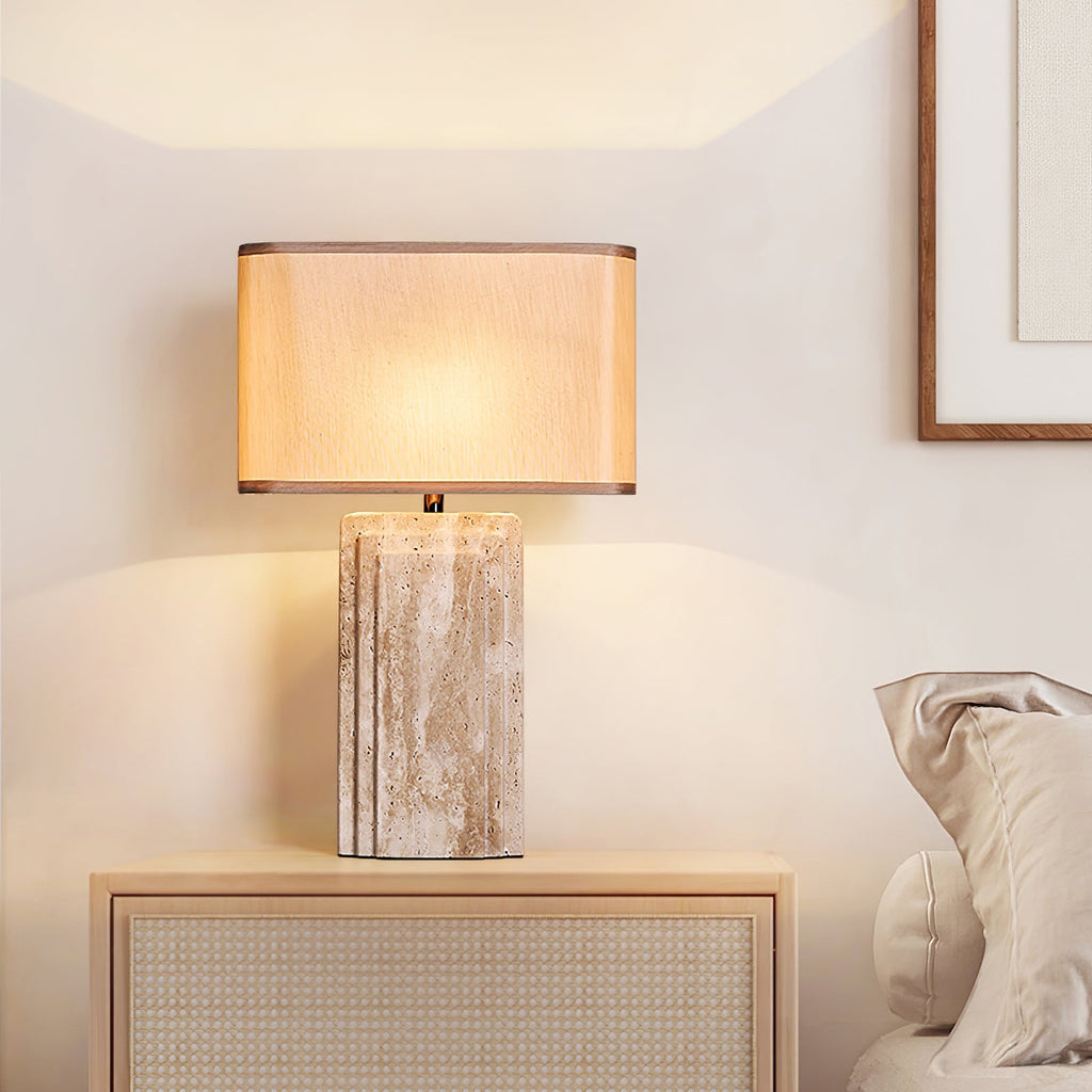 Lampe à poser moderne Cleon en Travertin jaune et beige