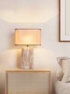 Lampe à poser moderne Cleon en Travertin jaune et beige