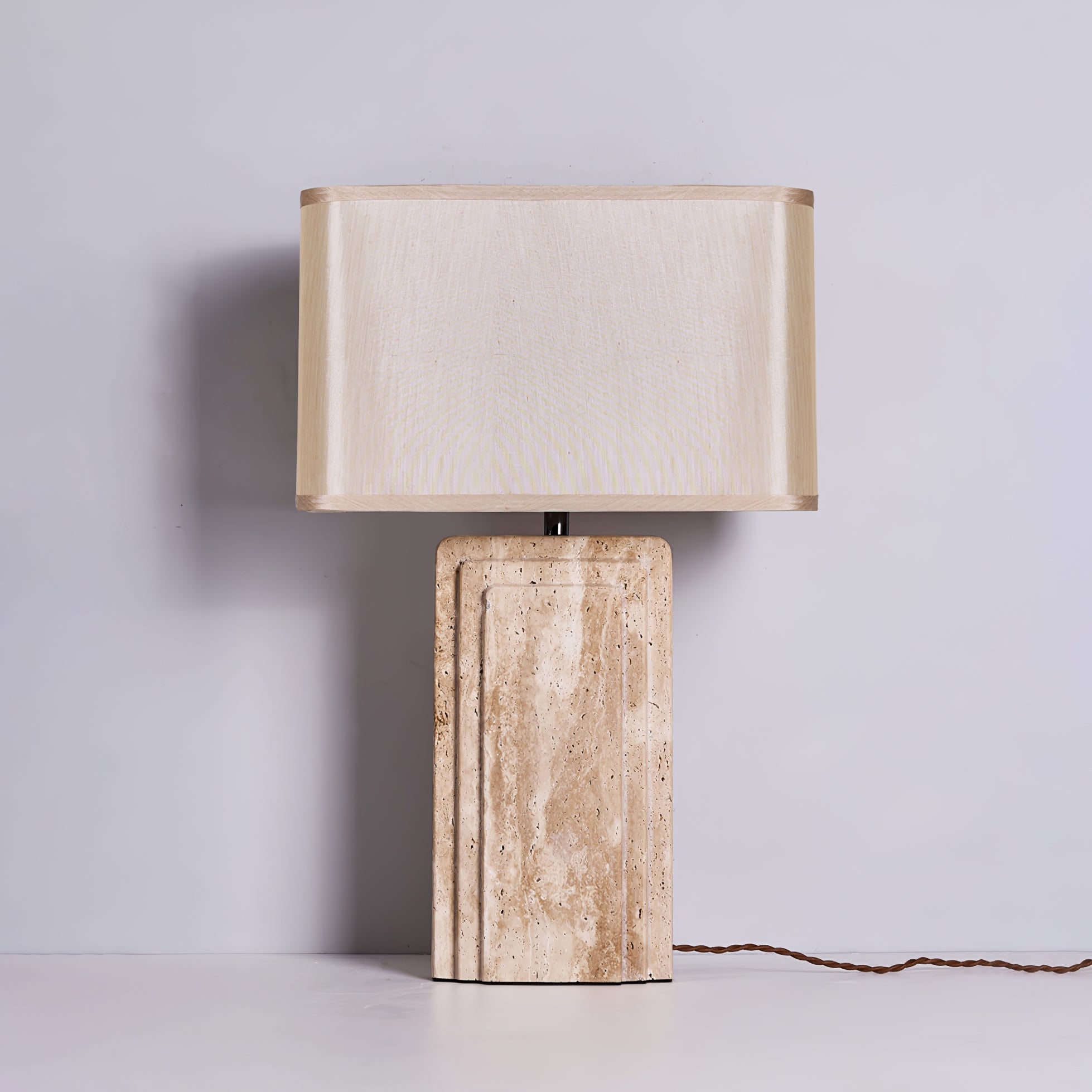 Lampe à poser moderne Cleon en Travertin jaune et beige