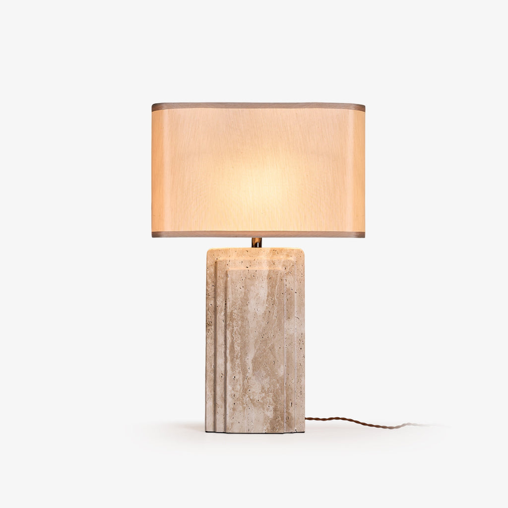 Lampe à poser moderne Cleon en Travertin jaune et beige