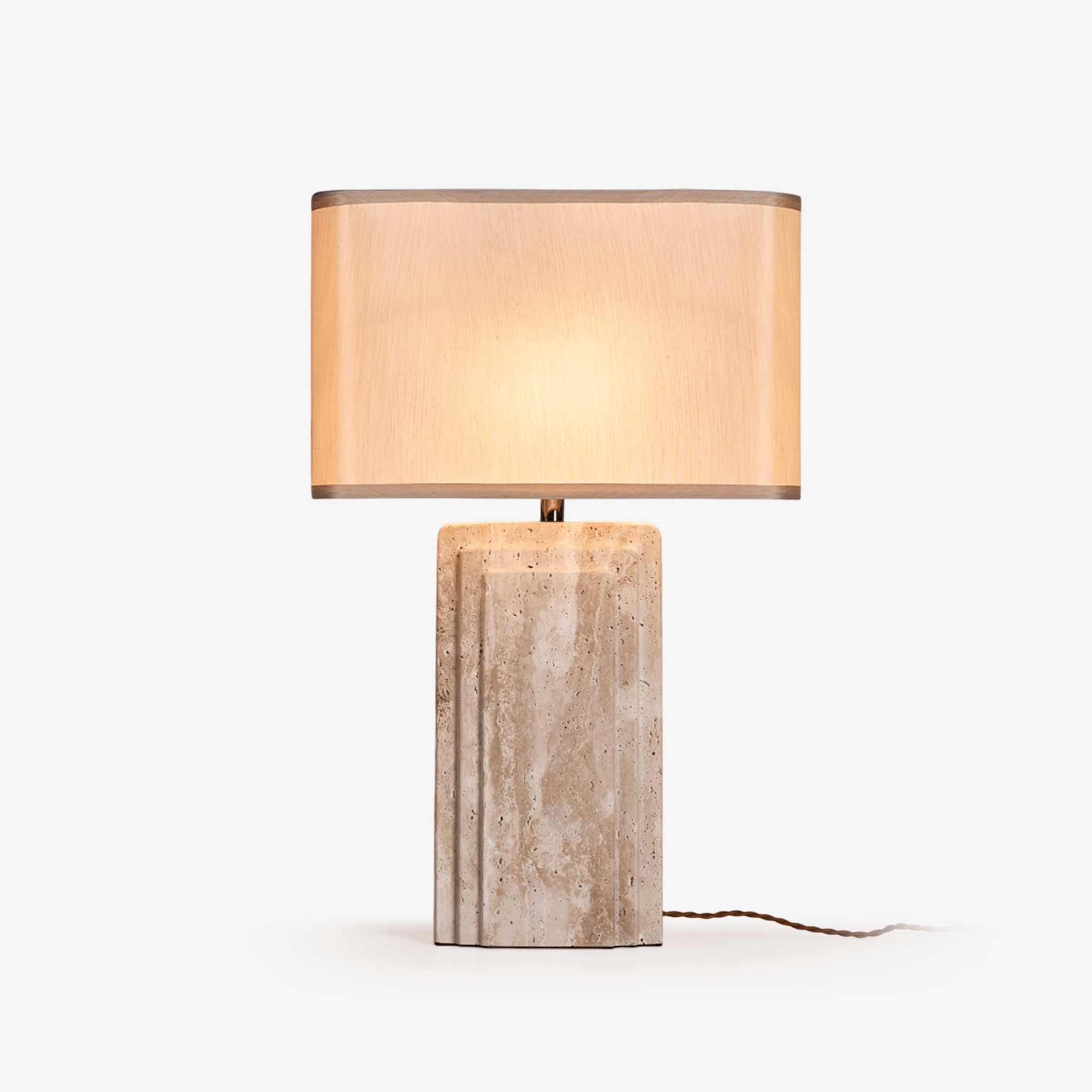 Lampe à poser moderne Cleon en Travertin jaune et beige