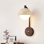 Applique murale moderne Cleon en Travertin jaune et noyer bois