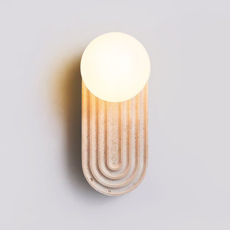 Applique murale moderne Cleon en Travertin jaune et blanc
