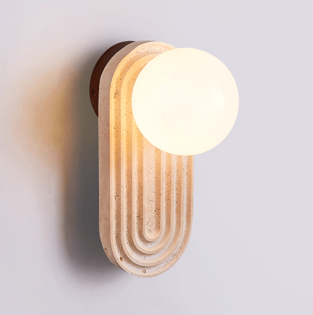 Applique murale moderne Cleon en Travertin jaune et blanc
