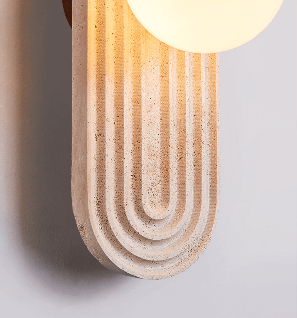 Applique murale moderne Cleon en Travertin jaune et blanc