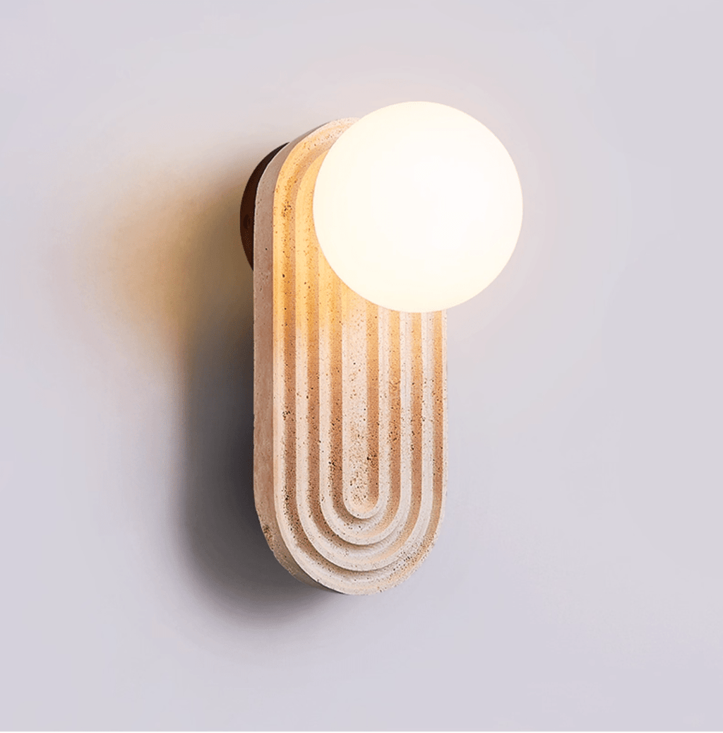 Applique murale moderne Cleon en Travertin jaune et blanc