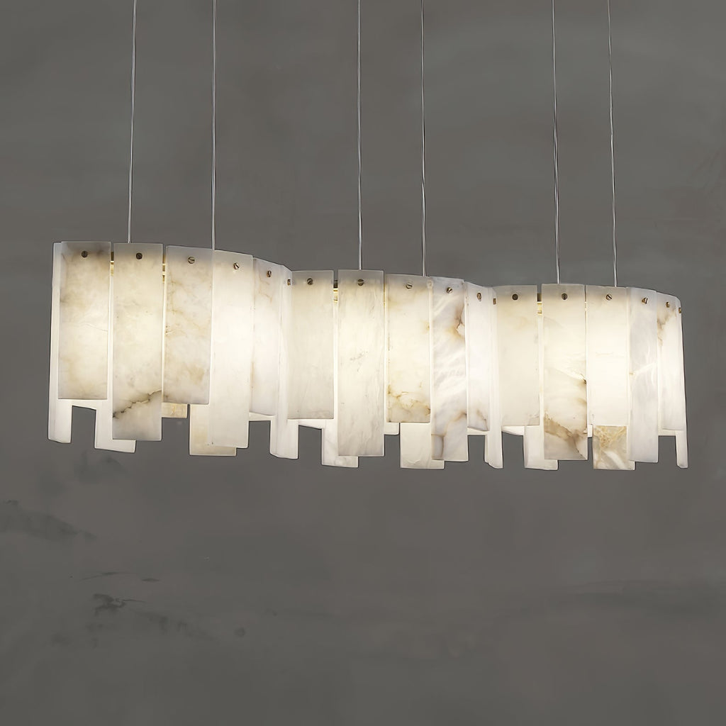 Suspension moderne Pryor en Albâtre Or et blanc