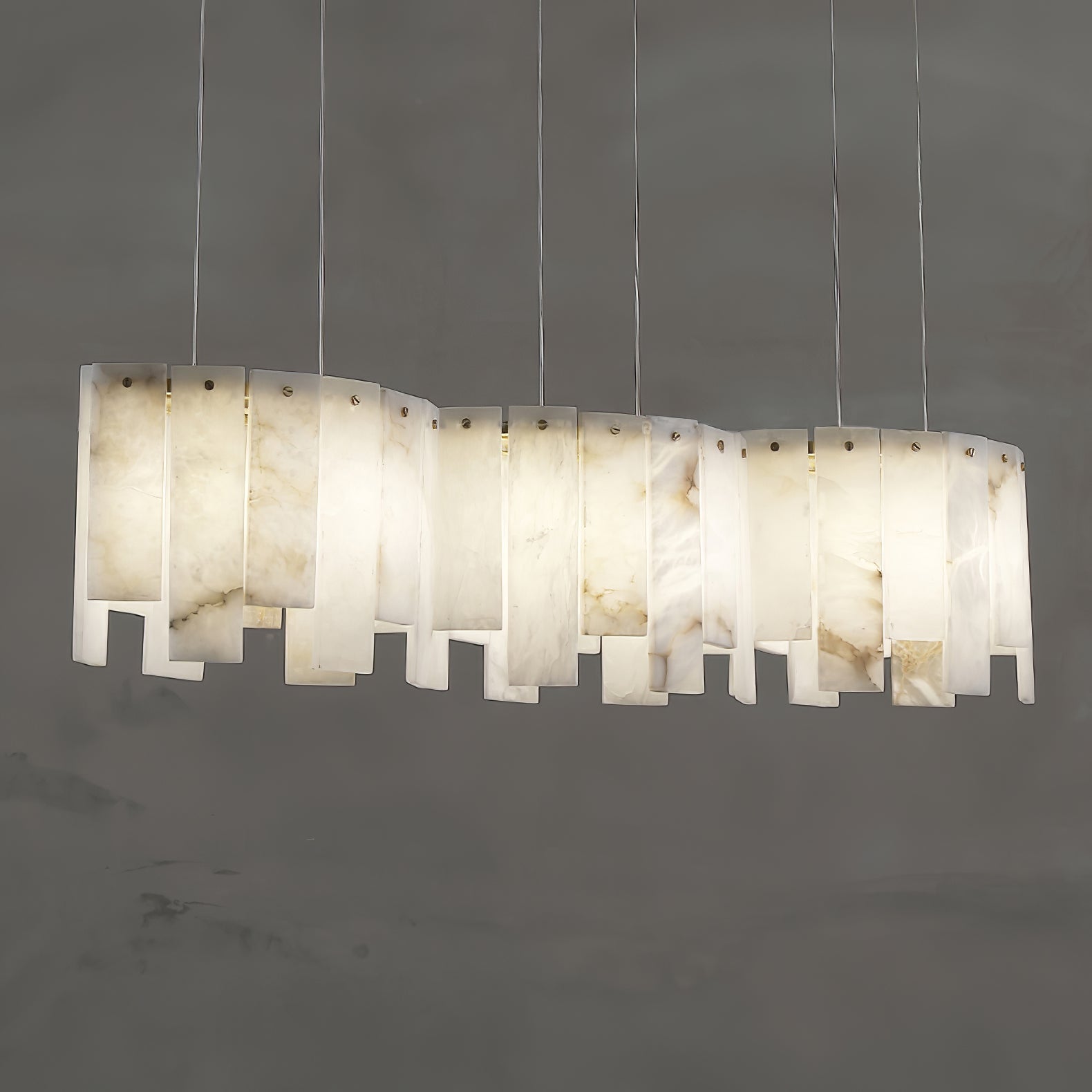 Suspension moderne Pryor en Albâtre Or et blanc