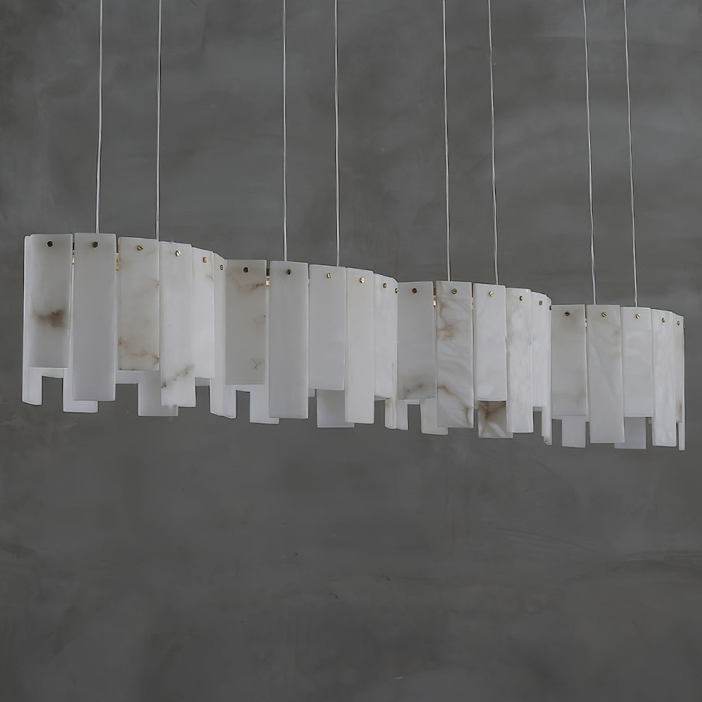 Suspension moderne Pryor en Albâtre Or et blanc