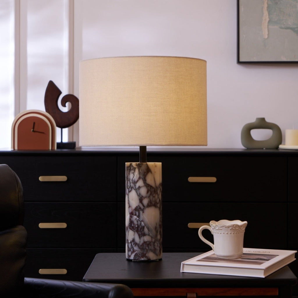 Lampe à poser moderne Roan en Marbre Gris et beige