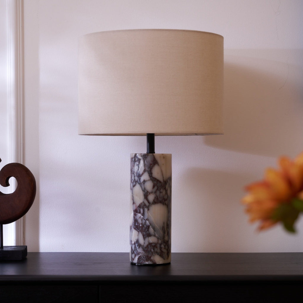 Lampe à poser moderne Roan en Marbre Gris et beige