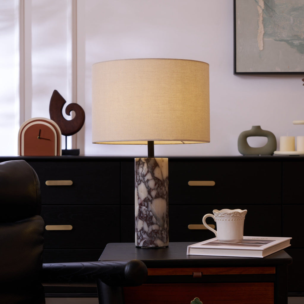 Lampe à poser moderne Roan en Marbre Gris et beige