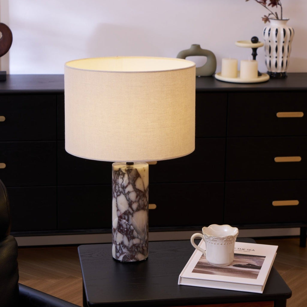 Lampe à poser moderne Roan en Marbre Gris et beige