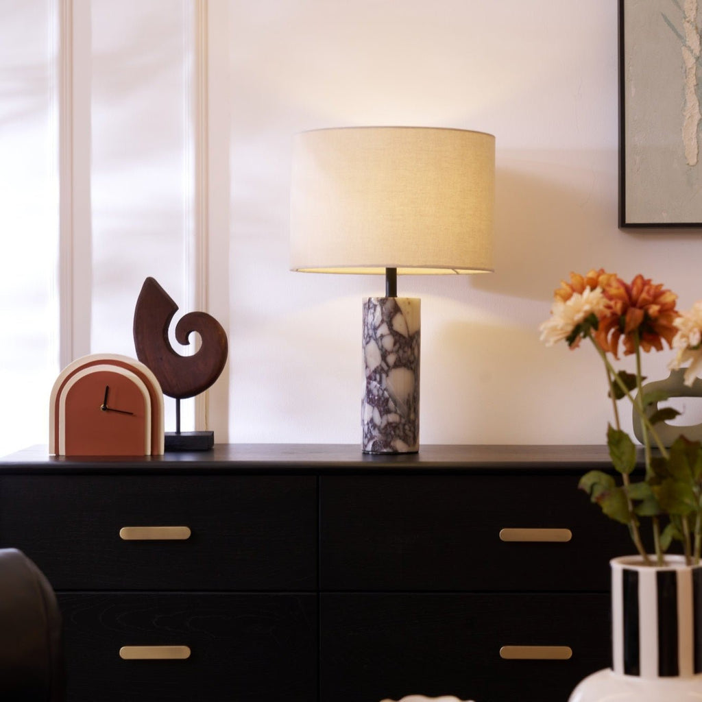 Lampe à poser moderne Roan en Marbre Gris et beige
