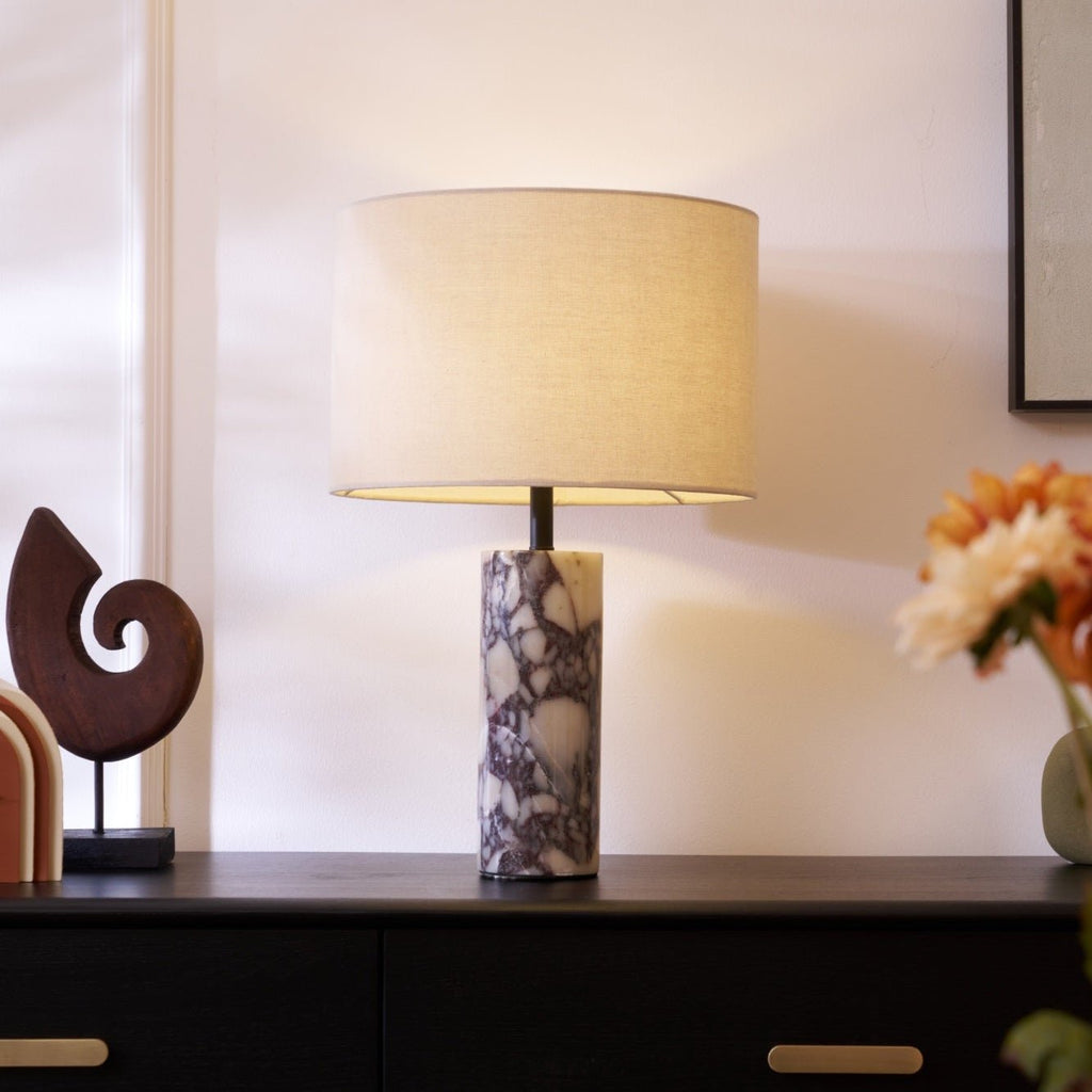 Lampe à poser moderne Roan en Marbre Gris et beige