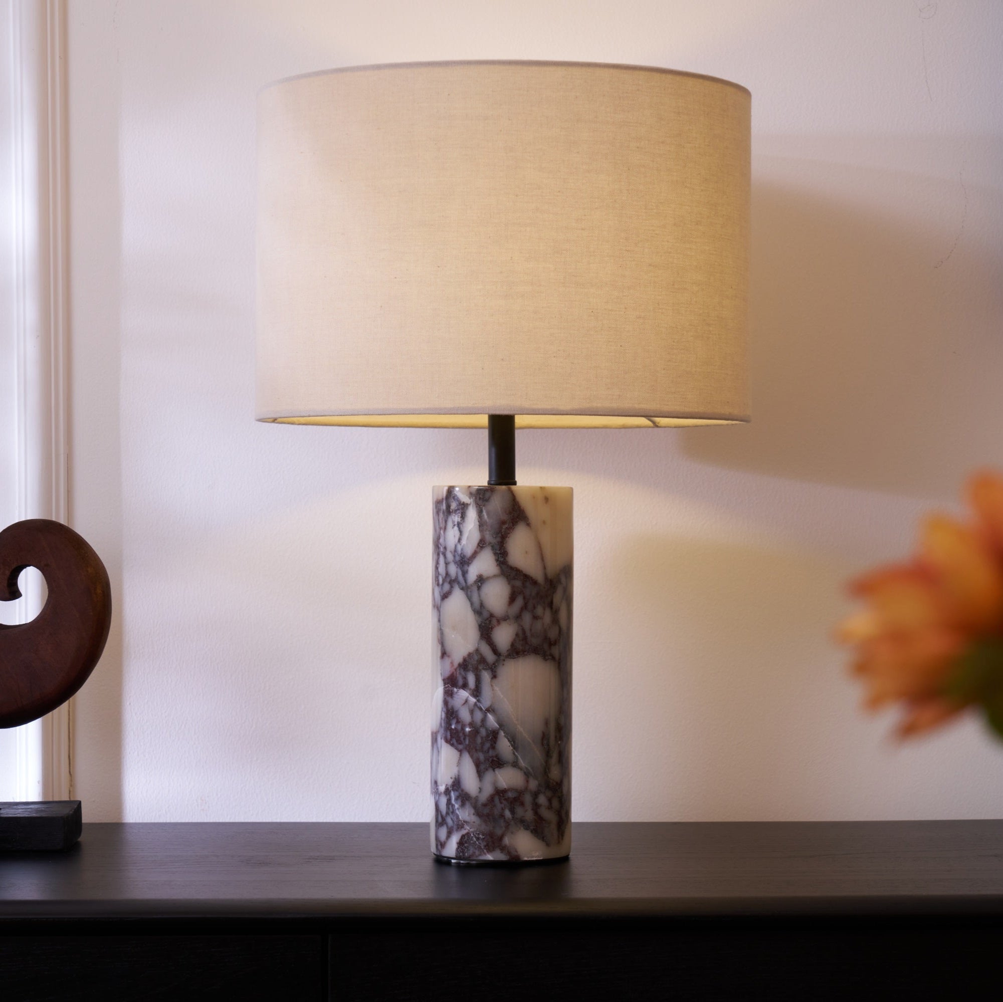 Lampe à poser moderne Roan en Marbre Gris et beige
