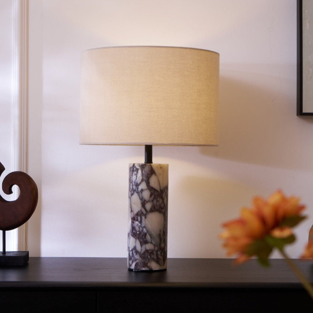 Lampe à poser moderne Roan en Marbre Gris et beige