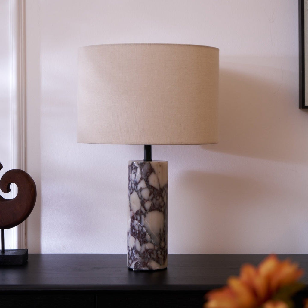 Lampe à poser moderne Roan en Marbre Gris et beige